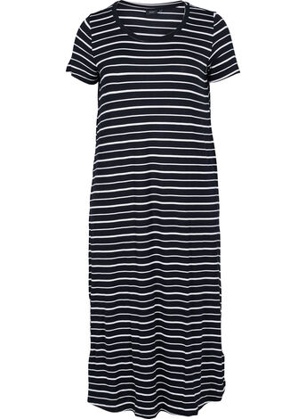 Striped short-sleeved midi dress