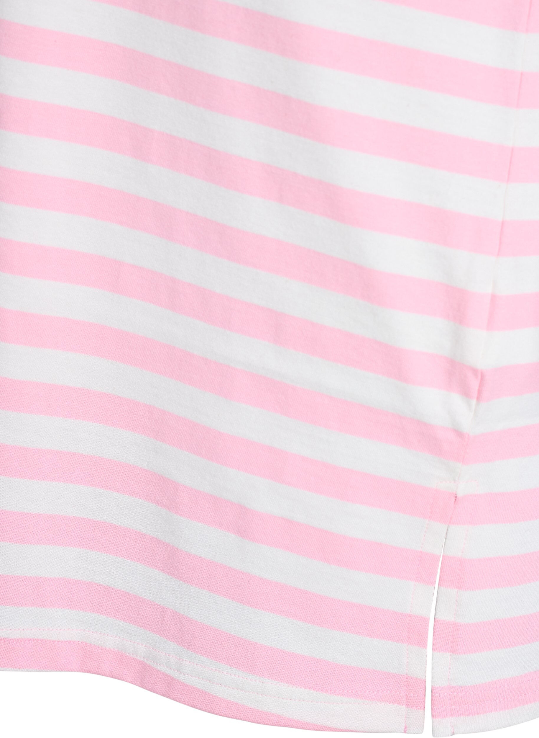 Zizzifashion Long night t-shirt in organic cotton with stripes, Pink, Packshot image number 3