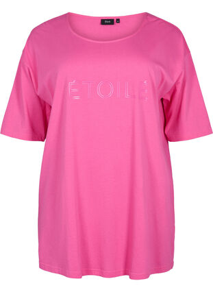 Oversize cotton t-shirt with print, Shocking Pink ÉTOILÉ, Packshot image number 0
