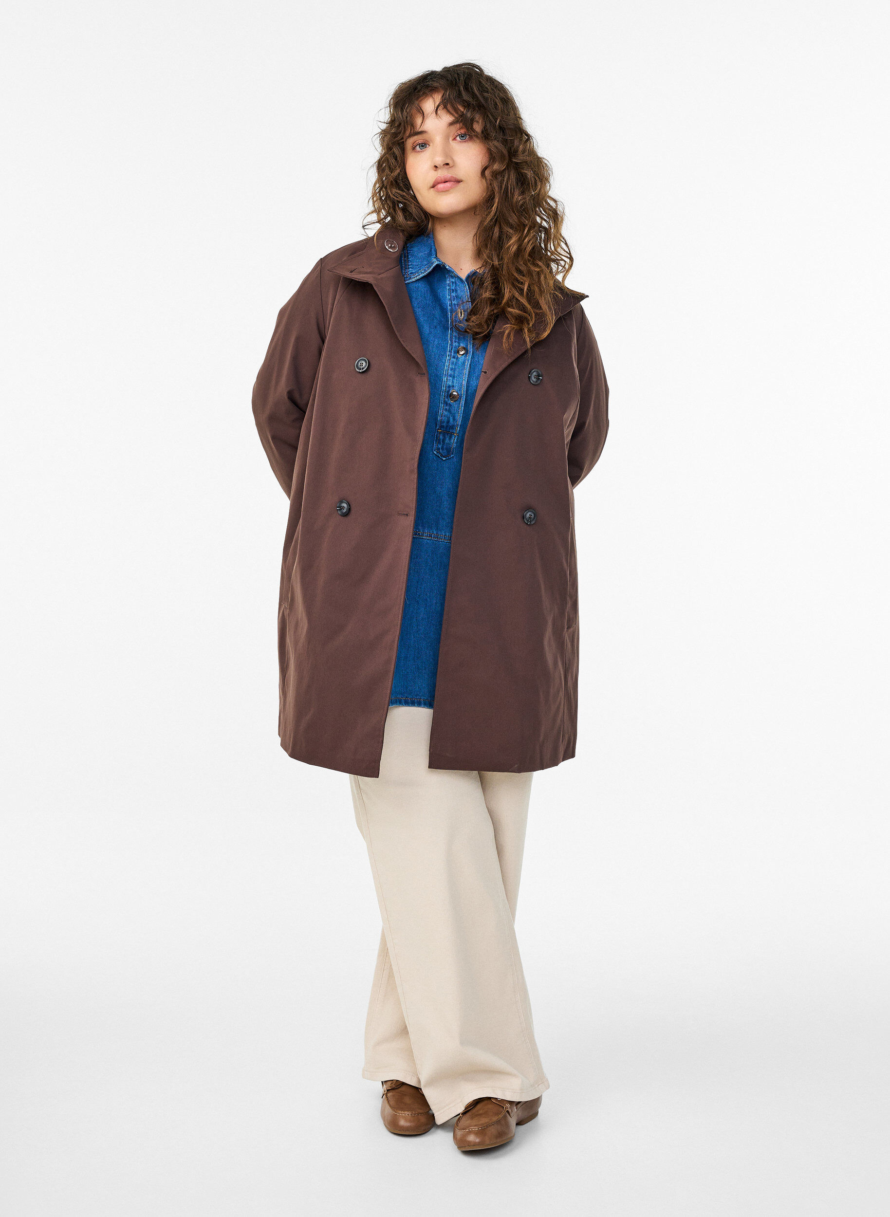 ZizzifashionWater-repellent spring jacket with an A-line cut, Brown, Model image number 1