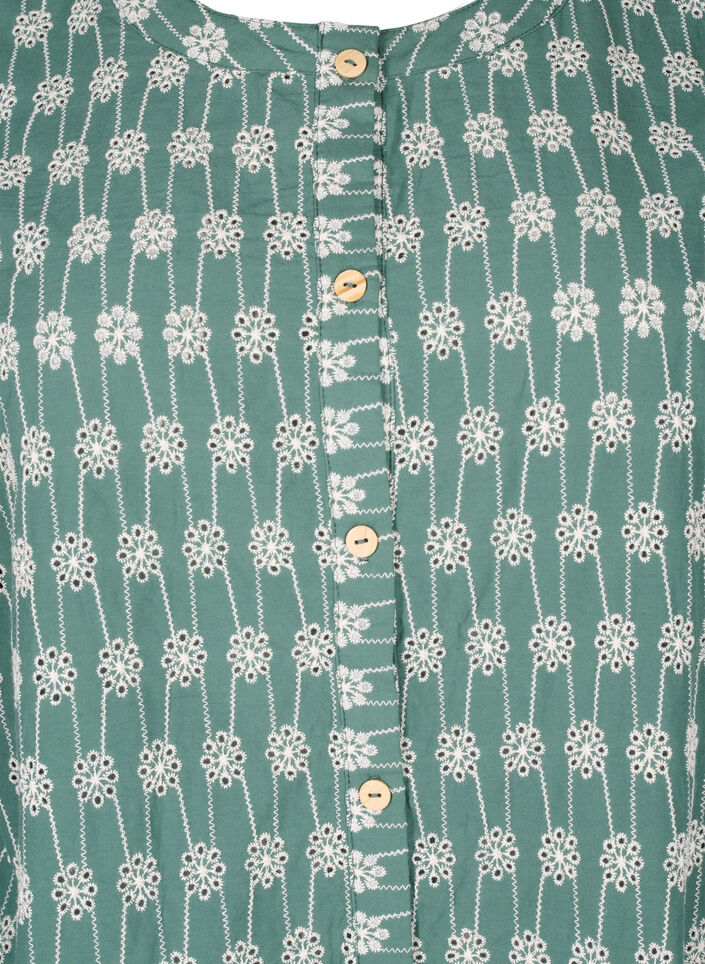 Cotton shirt blouse with floral pattern, Dark Forest, Packshot image number 2