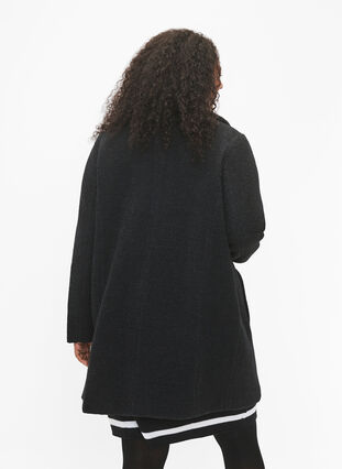 Melange bouclé coat with zipper, Black Mel., Model image number 1