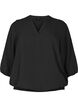 Blouse with smock and 3/4 sleeves, Black, Packshot image number 0