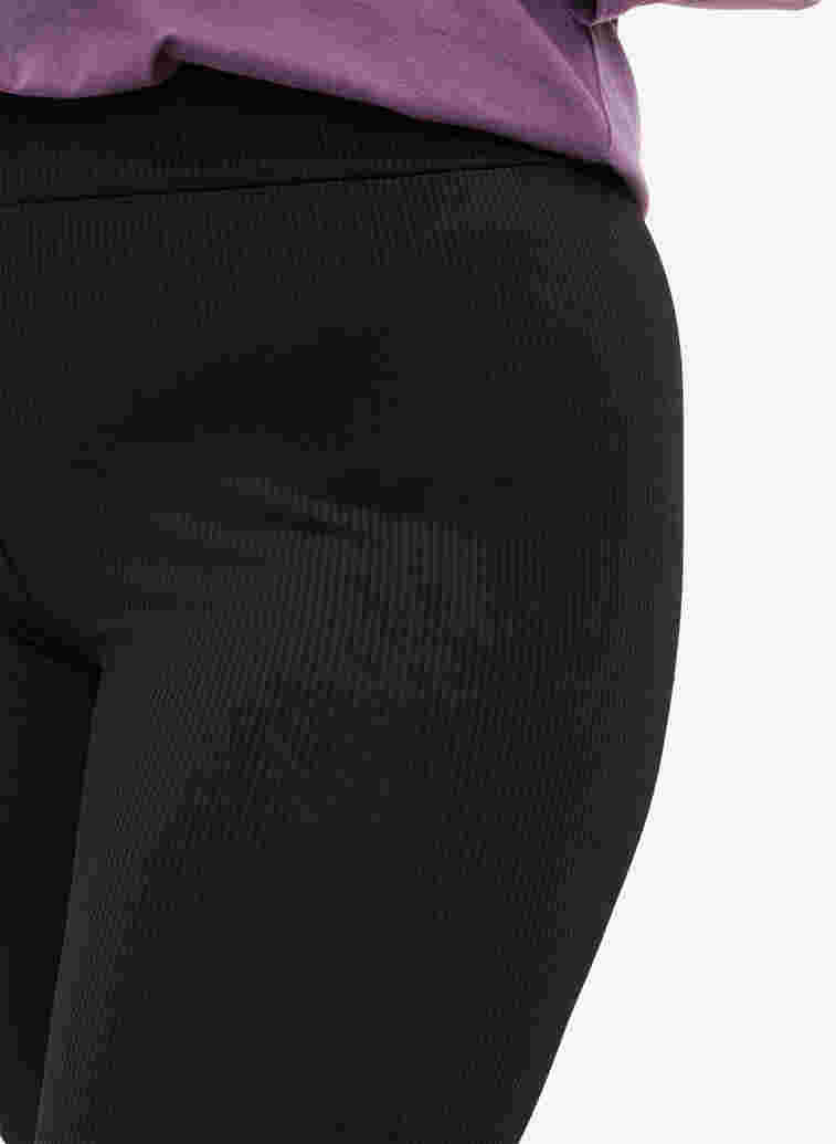 Leggings with stretch and ribbed structure, Black, Model image number 1