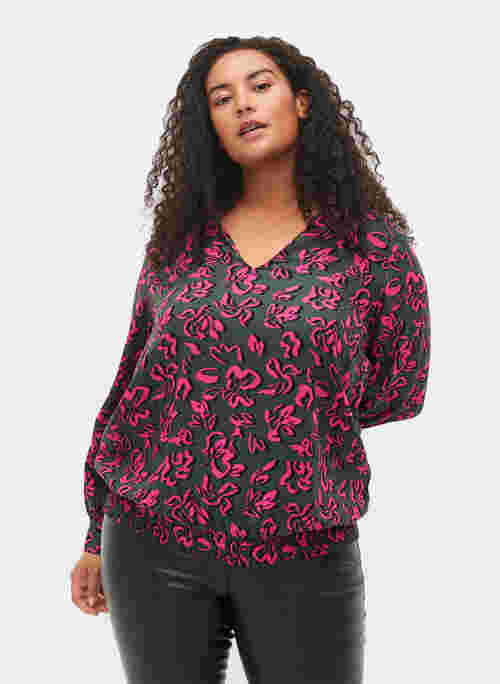 Long sleeved viscose blouse with smock