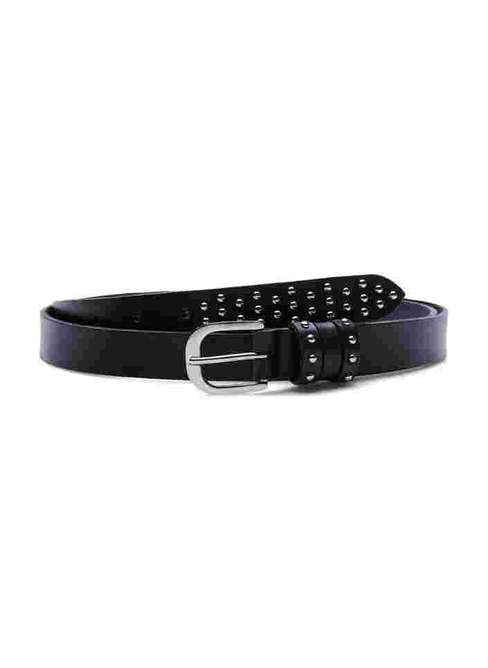 Studded leather belt, Black, Packshot image number 0