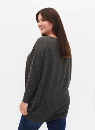 Knitted tunic in viscose blend, Dark Grey Melange, Model image number 1