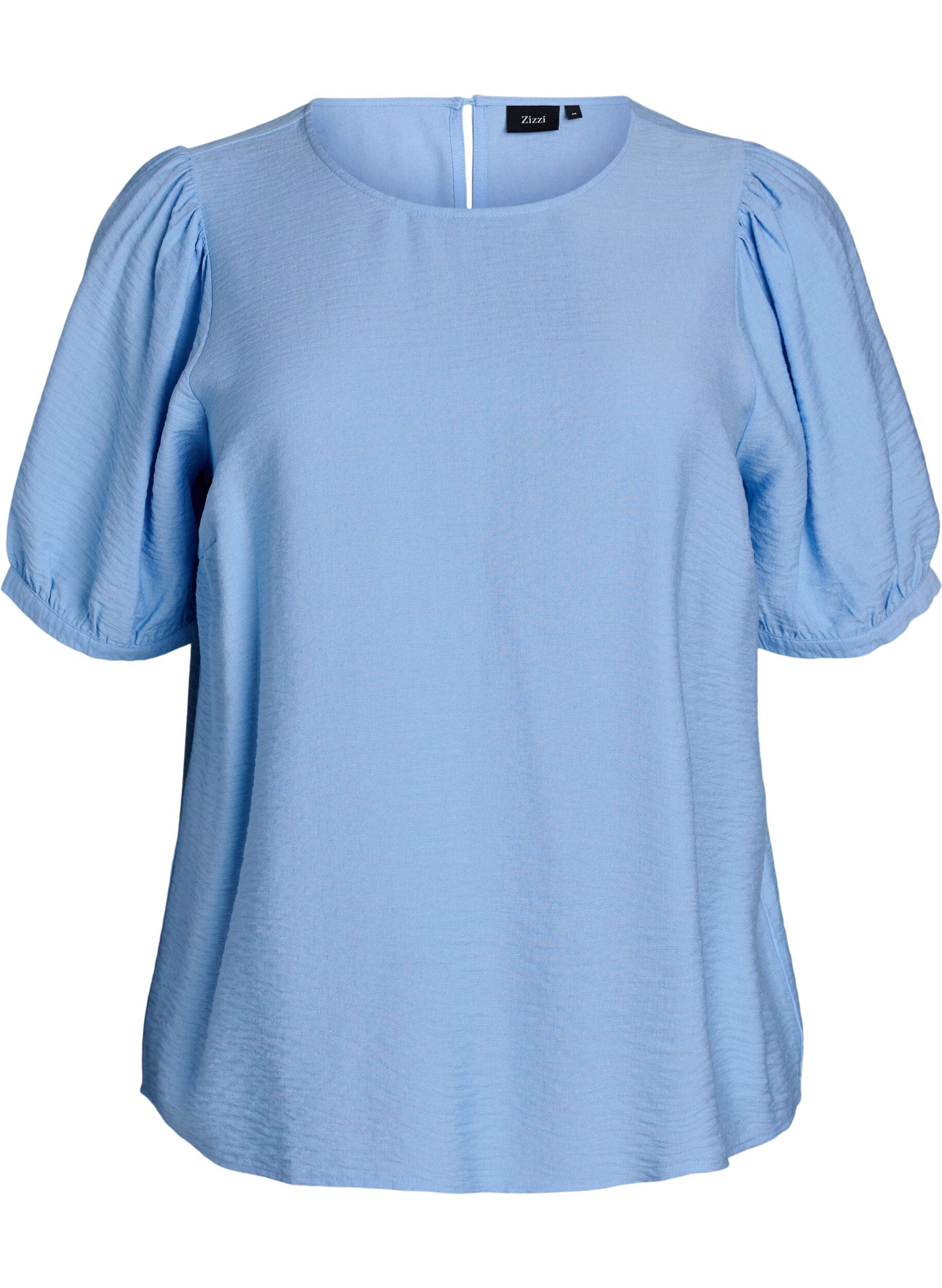 Zizzifashion Viscose blouse with 1/2 sleeves, Light Blue, Packshot image number 0