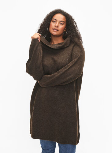 Melange knit dress, Demitasse Mel., Model image number 0