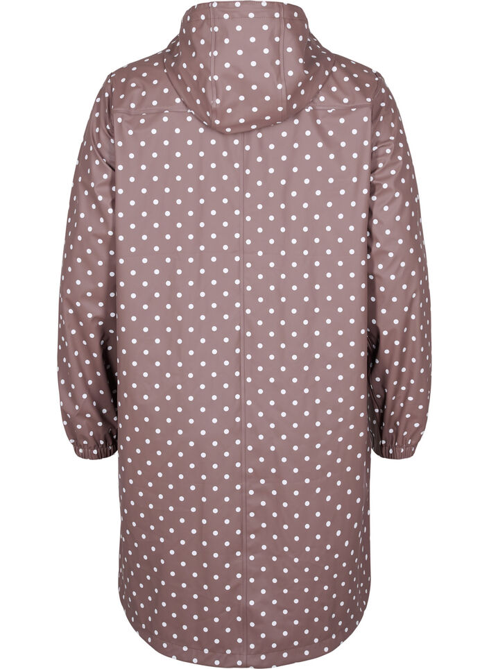 Hooded polka dot rain jacket, Iron W/White dot, Packshot image number 1