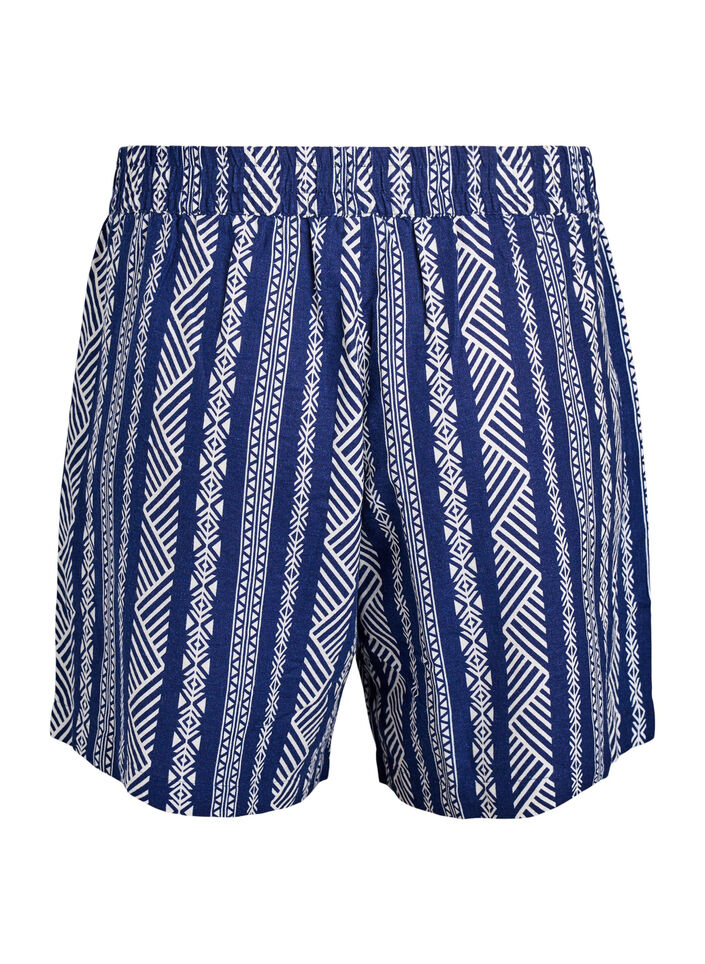 Striped shorts in a linen-viscose blend, Blue, Packshot image number 1