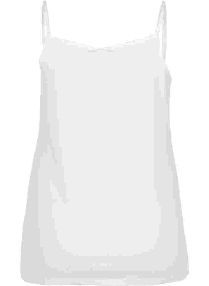 Basic cotton spaghetti strap top, Bright White, Packshot image number 1