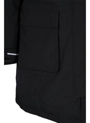 Winter jacket with removable hood and pockets, Black, Packshot image number 3