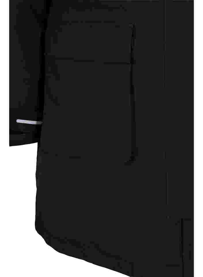 Winter jacket with removable hood and pockets, Black, Packshot image number 3