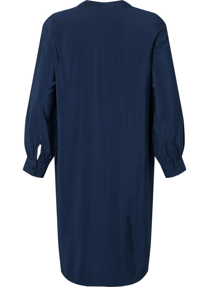 Long sleeve viscose dress with bow, Total Eclipse, Packshot image number 1