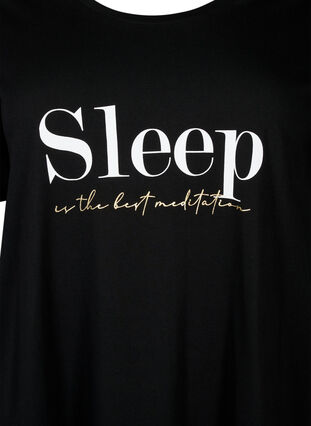 Short-sleeved nightgown in organic cotton, Black Sleep, Packshot image number 2