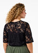 Lace blouse with short sleeves, Black, Model image number 1