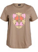 T-shirt with floral print detail, Beige, Packshot image number 0