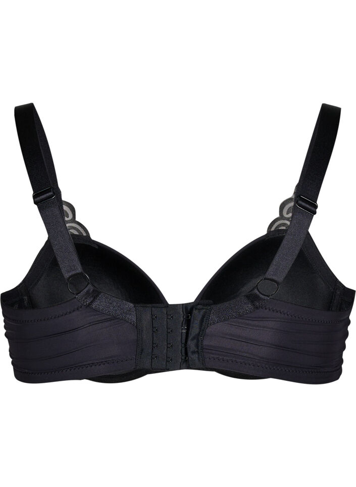 Moulded bra with velvet pattern, Black, Packshot image number 1