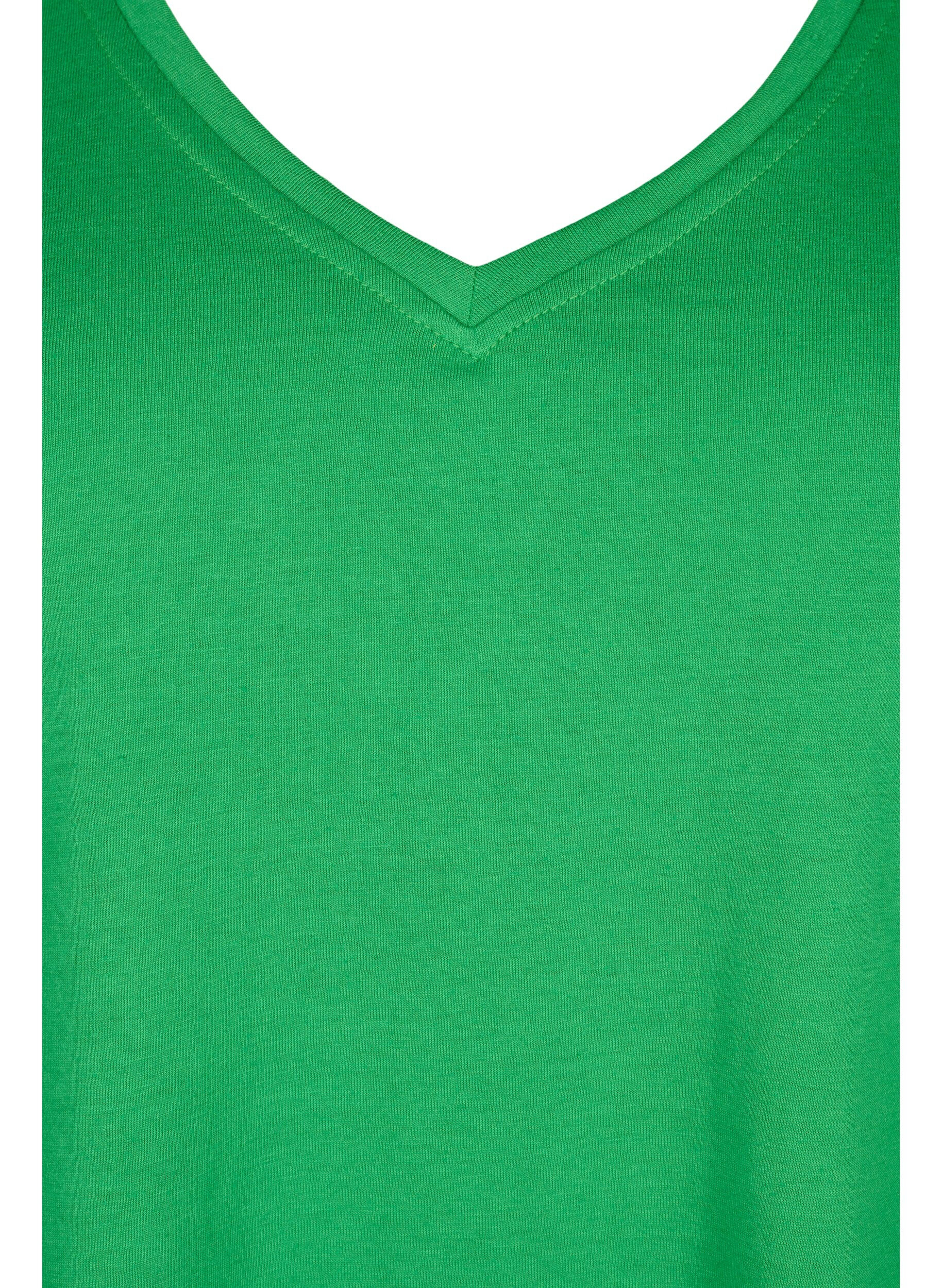 Zizzifashion FLASH - T-shirt with v-neck, Kelly Green, Packshot image number 2