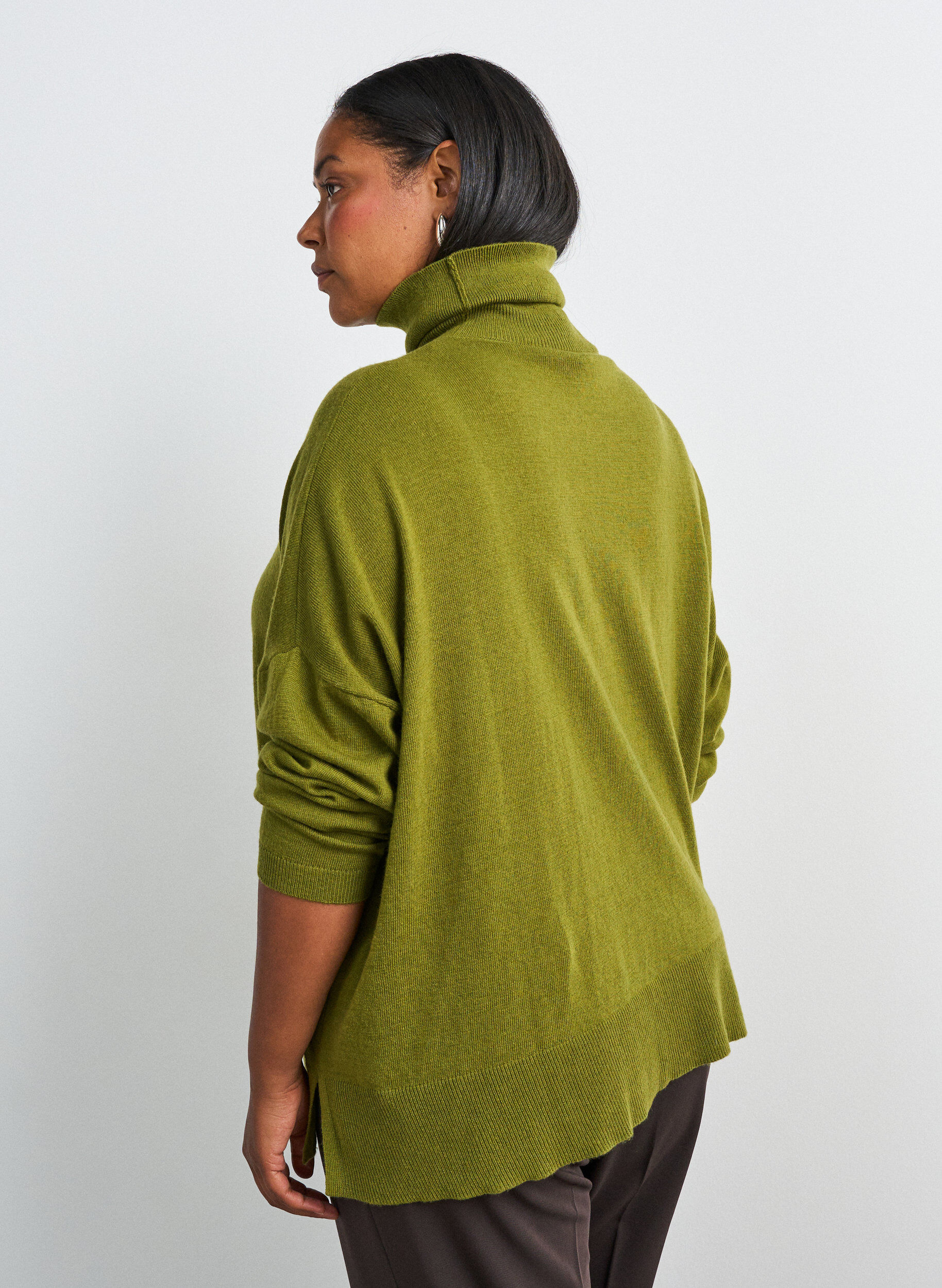 ZizzifashionTurtleneck jumper with a loose fit, Green, Model image number 2