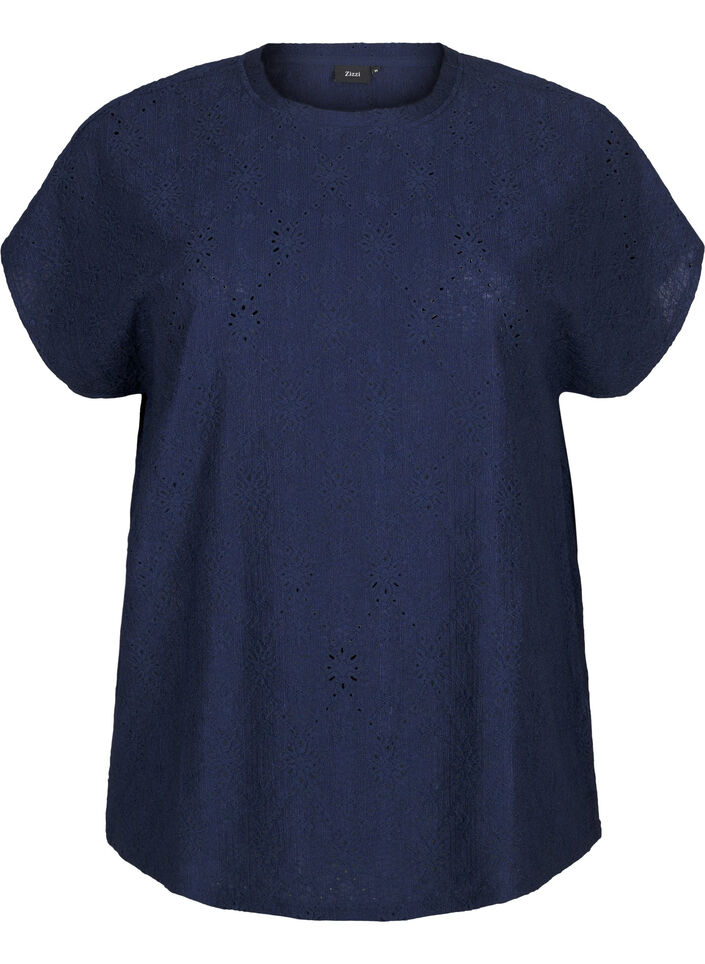 Blouse with short sleeves and floral embroidery, Naval Academy, Packshot image number 0