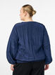 Blouse with V-neck and crinkled texture, Blue, Model image number 2