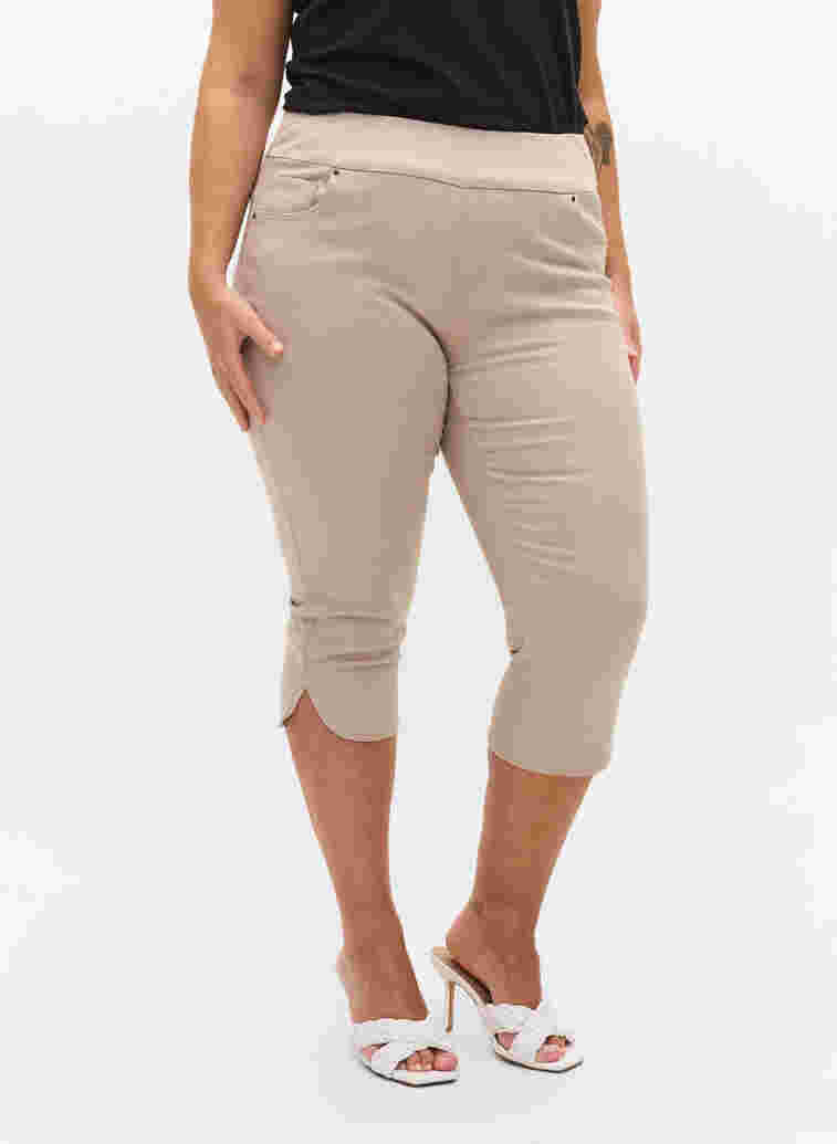Close fitting cotton blend capris, Rainy Day, Model image number 2