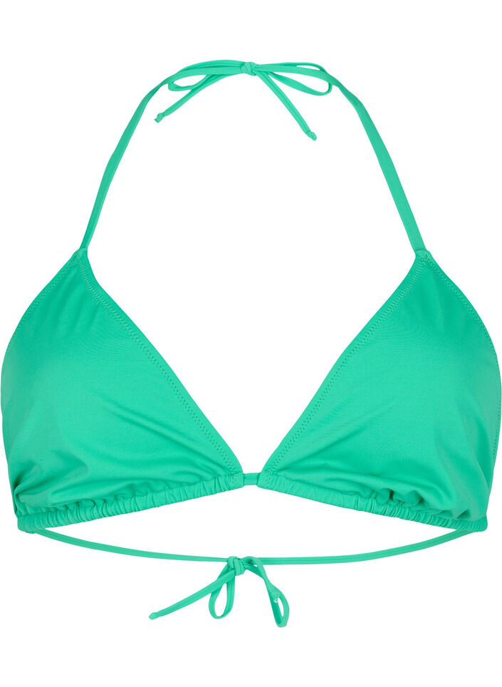 Solid color triangle bikini top, Green, Packshot image number 0