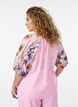 Blouse with tie detail and floral print sleeves, Pink, Model image number 2