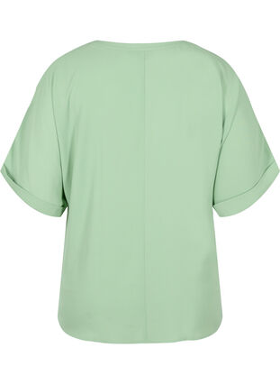 Short-sleeved v-neck blouse, Black, Packshot image number 1