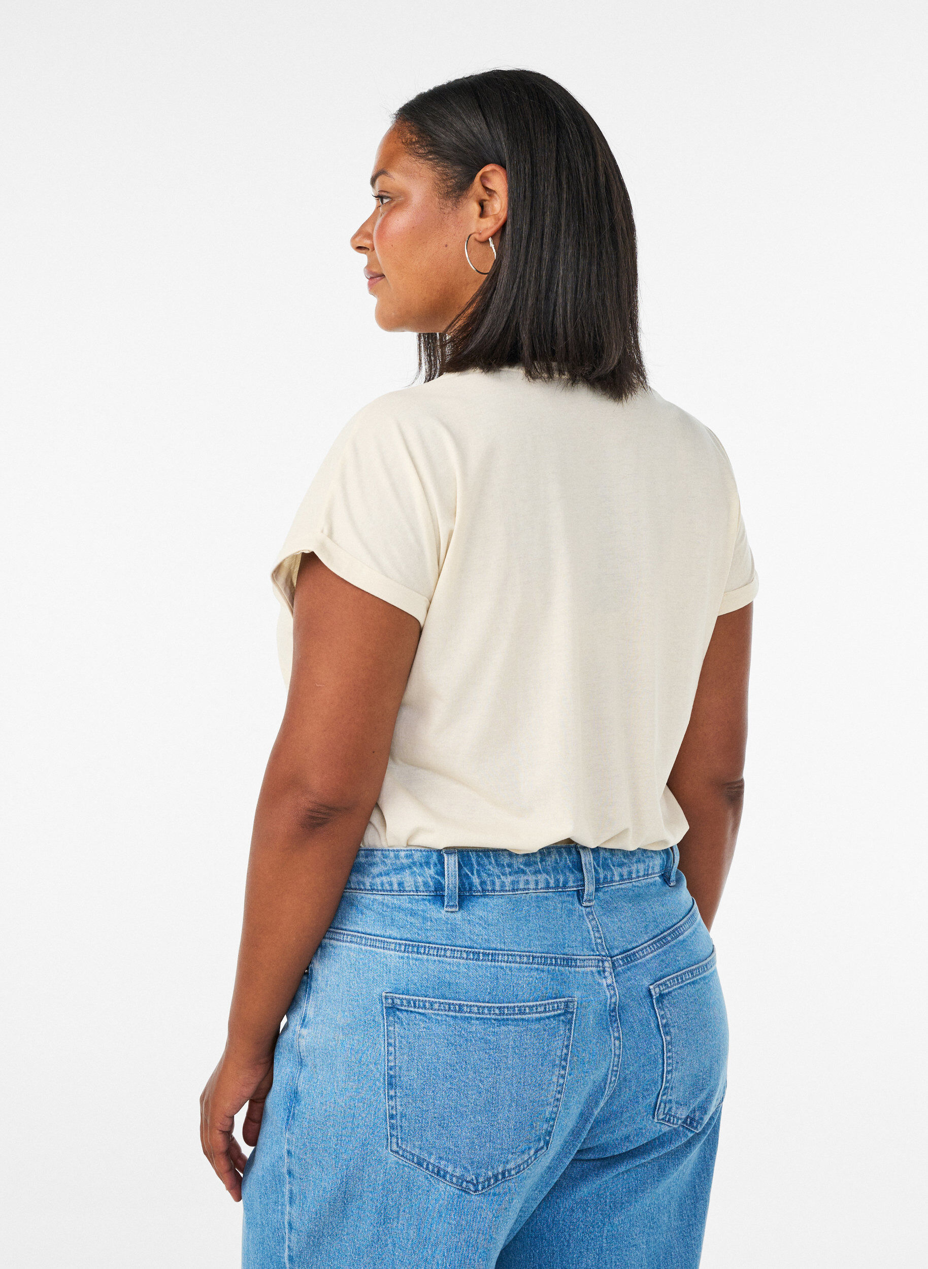 ZizzifashionT-shirt with decorative front print, Vanilla, Model image number 2