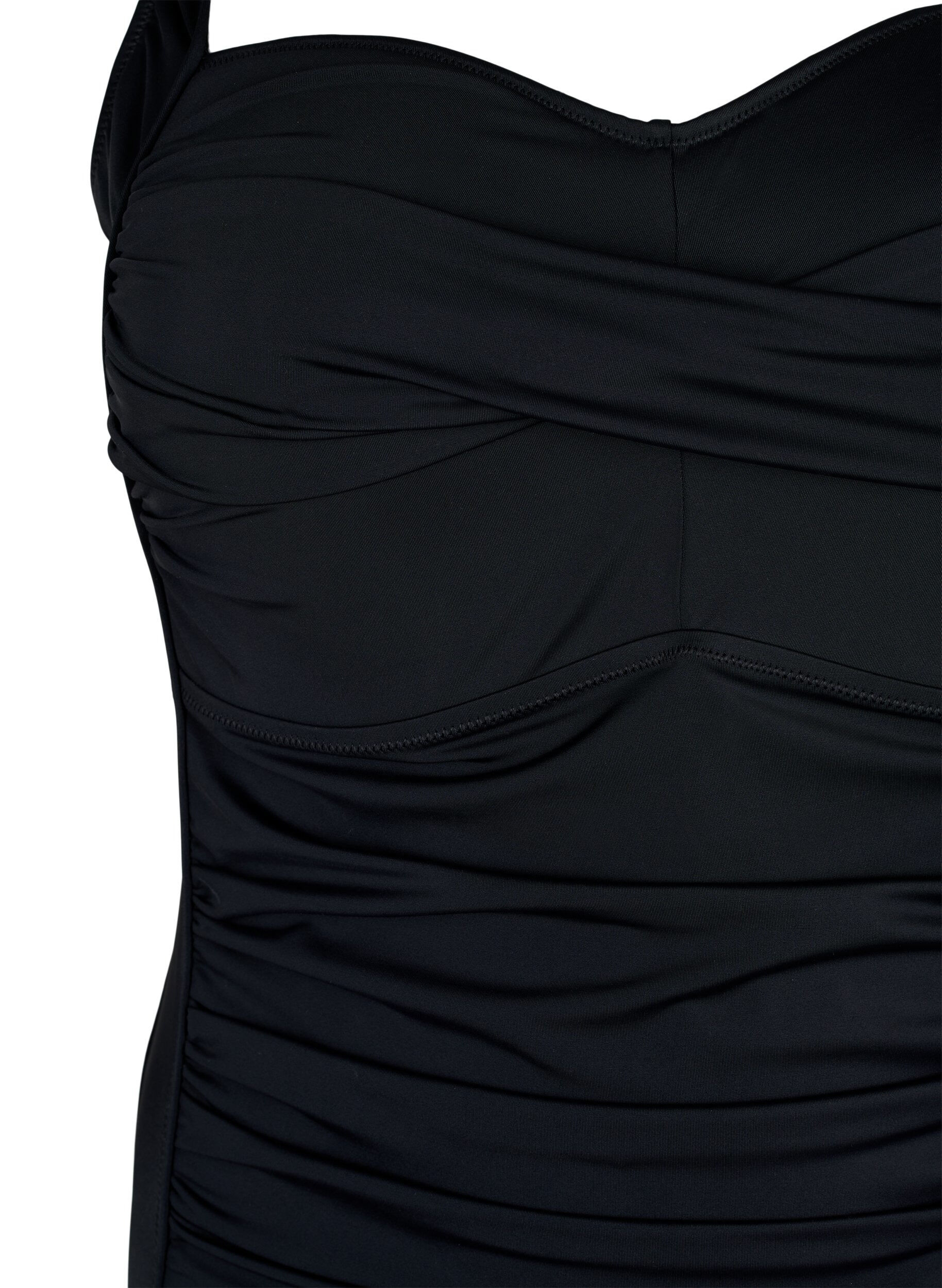 ZizzifashionQuilted swimsuit with drapes, Black, Packshot image number 2