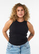 Cotton ribbed top with high neck, Black, Model image number 0