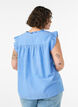 Sleeveless cotton blouse with ruffle edges, Light Blue, Model image number 2