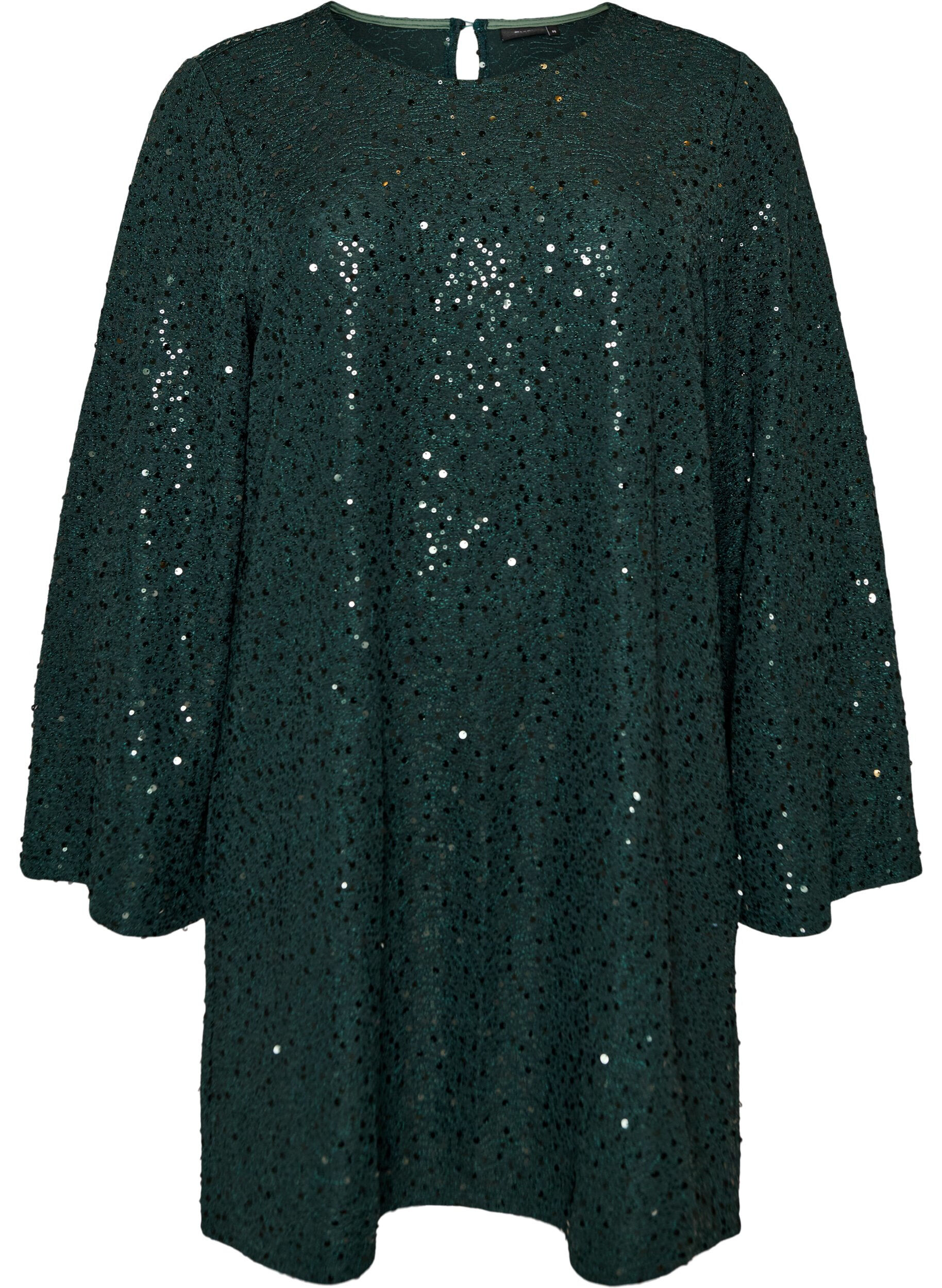 ZizzifashionShort sequin dress with an A-line shape, Green, Packshot image number 0