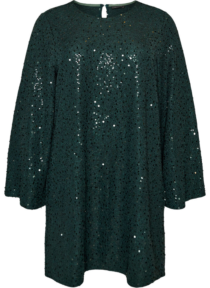Short sequin dress with an A-line shape, Green, Packshot image number 0