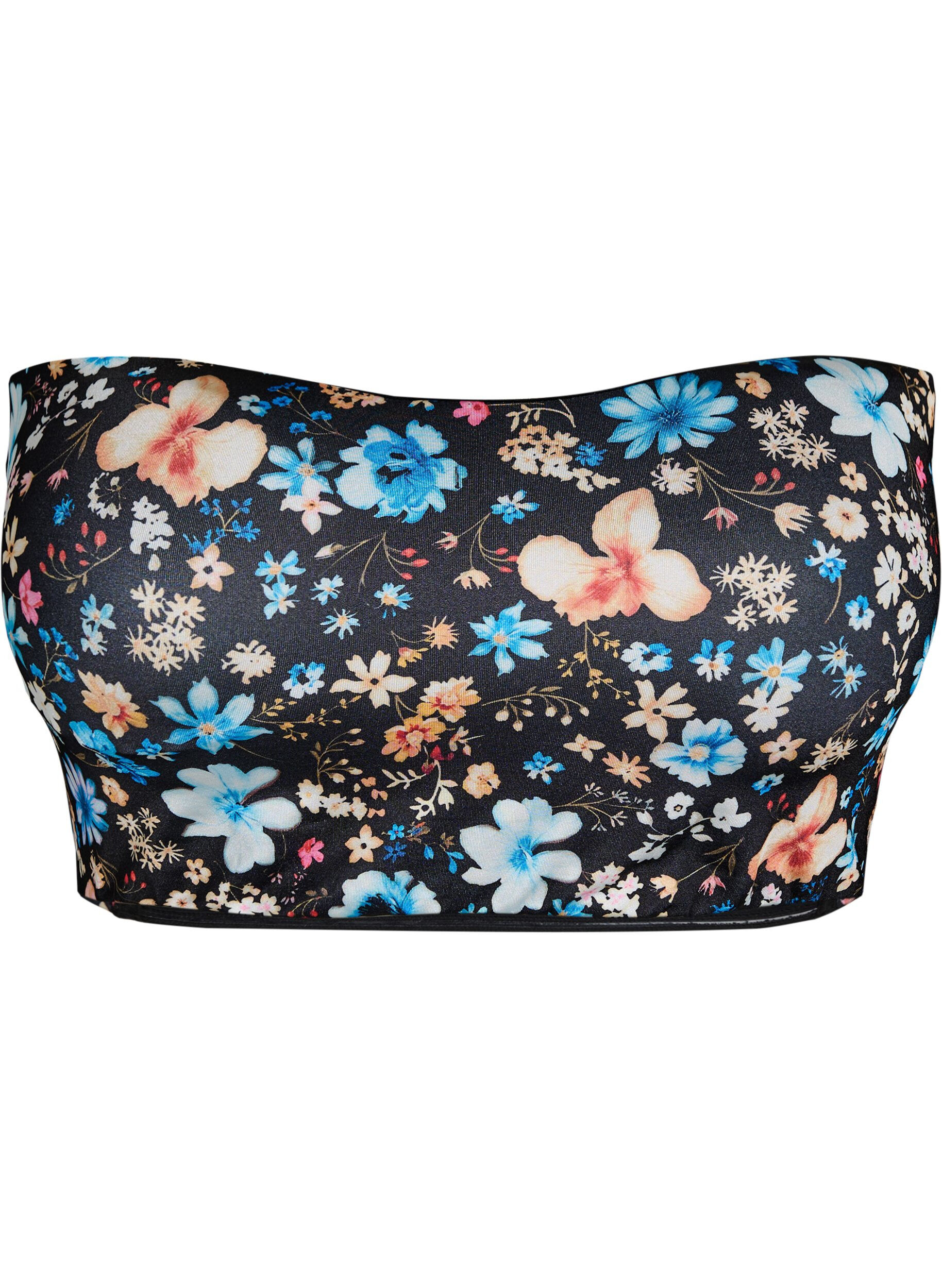 Zizzifashion Floral bandeau bikini top, Blue, Packshot image number 0