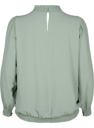 Solid color smock blouse with long sleeves, Green Bay, Packshot image number 1