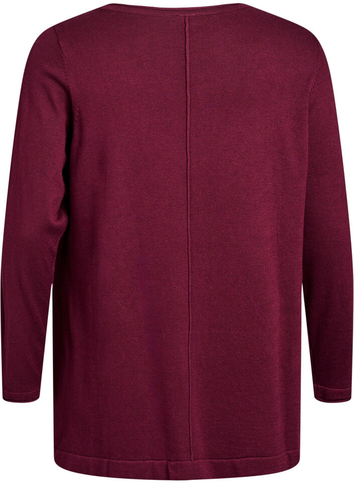 Knitted blouse in cotton-viscose blend, Dark Bordeaux, Packshot image number 1