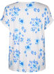 Floral viscose blouse with short sleeves, White Blue AOP, Packshot image number 1