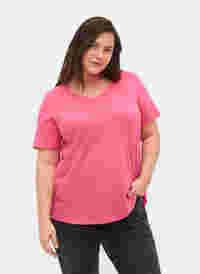 Basic plain cotton t-shirt, Hot Pink, Model