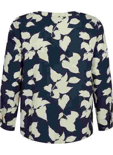 FLASH - Long sleeve blouse with print, Blue White Flower, Packshot image number 1