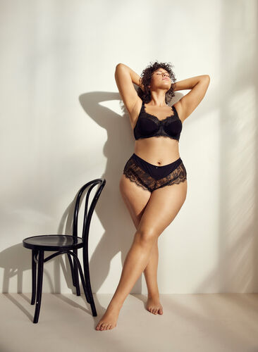 Knickers with lace and lurex, Black, Image image number 0