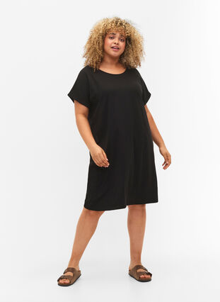 2-pack cotton dress with short sleeves, Black/Black, Model image number 2