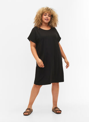 2-pack cotton dress with short sleeves - Black - Sz. 40-64 - Zizzifashion 2-pack cotton dress with short sleeves - Black - Sz. 40-64 - Zizzifashion