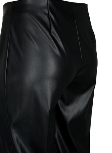 Imitated leather trousers with a wide leg., Black, Packshot image number 3
