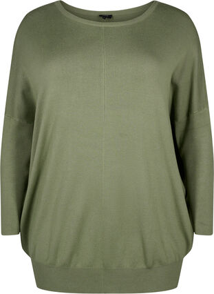 Knitted tunic in viscose blend, Oil Green, Packshot image number 0