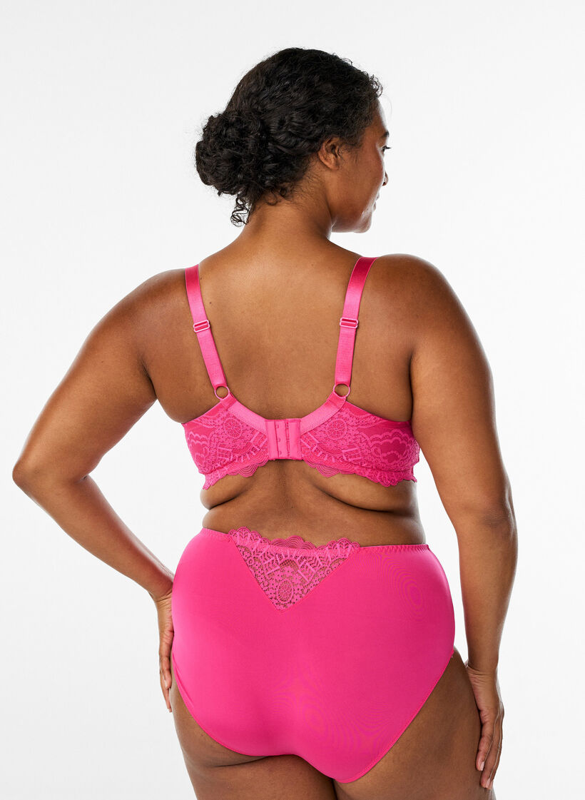 Full cover underwired lace bra, Pink, Model image number 2