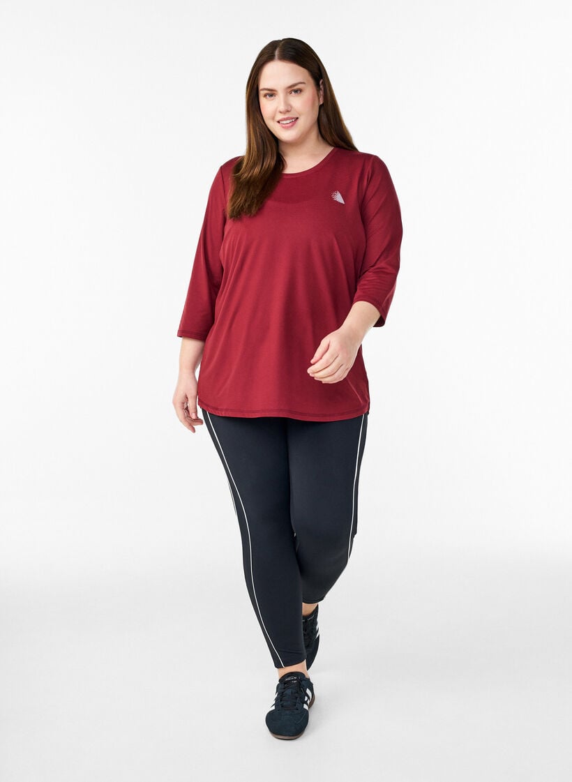 Sports top with 3/4 sleeves, Red, Model image number 1
